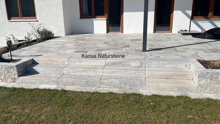 Travertin Silber Blockstufe - Görsel 2